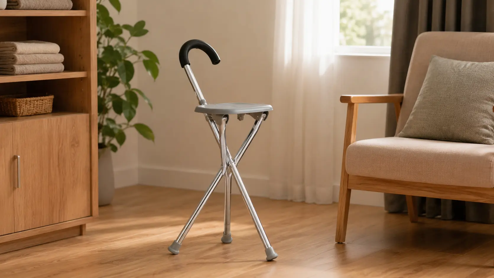 Canne seat pliable en aluminium avec assise