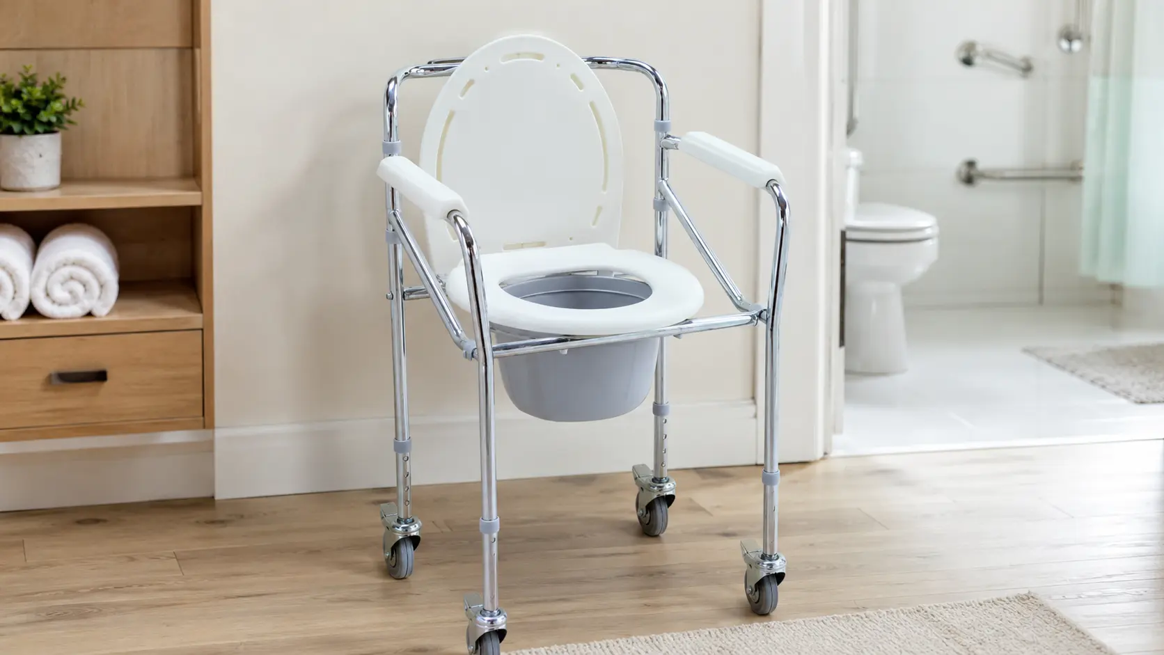 Chaise percée pliable avec roues